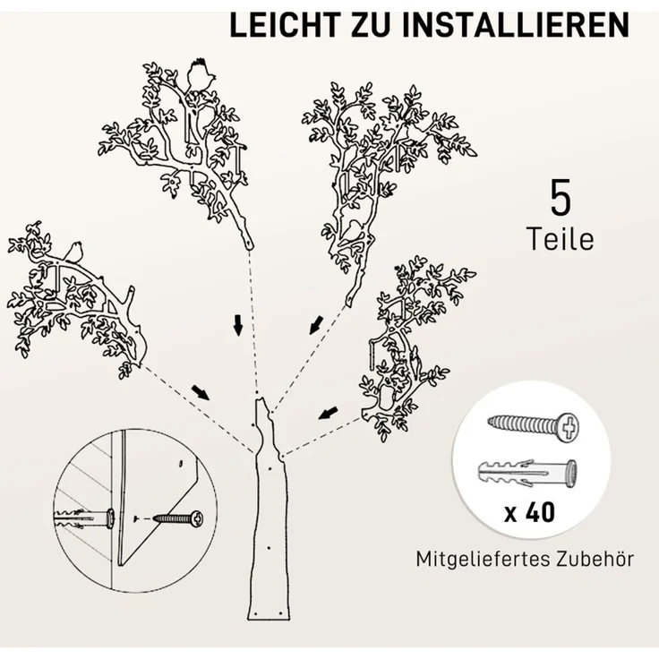 Wandgarderobe aus Metall mit 8 Haken, 120x175 cm, Schwarz – Bild 7
