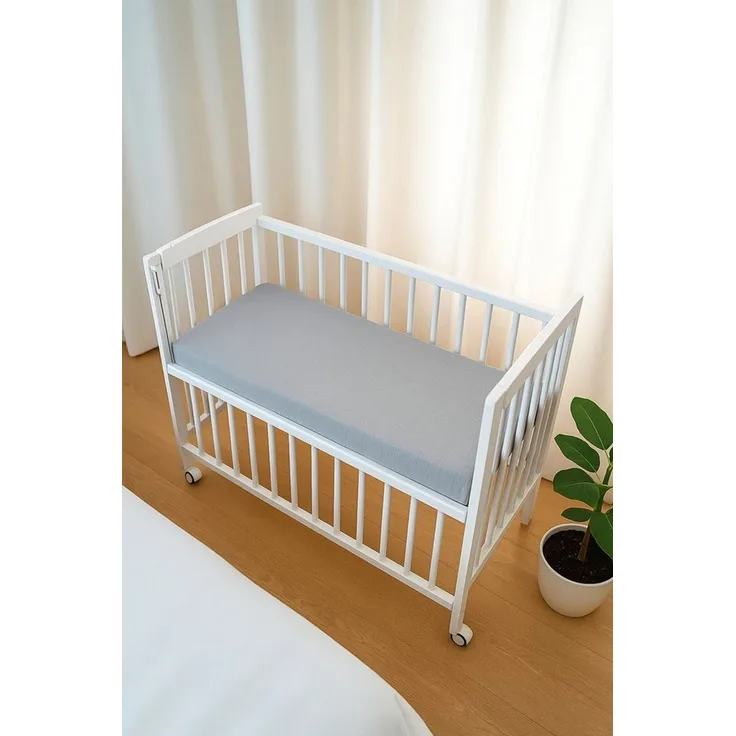 BabyLux Spannbettlaken für Beistellbett 50x90 cm Musselin Bettlaken mit Gummizug, Gummizug: Ja, 50x90_Musselin_Grau