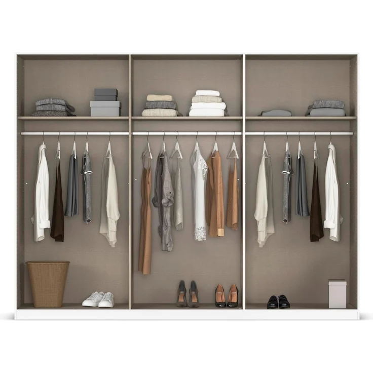 Rauch Möbel Alabama, Kleiderschrank, Garderobenschrank, 6-türig, Zubehör Basic, 3 Kleiderstangen, 3 Einlegeböden, Farbe Eiche Artisan, Holz, Griff Grau metallic, 271 x 210 x 54 cm – Bild 7