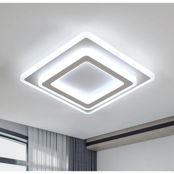 Goeco Deckenlampe LED Moderne, 44W 4950LM Quadratisch Deckenleuchte, 6500 K Kaltweißes Licht, Weiß LED Deckenbeleuchtung aus Acryl für Flur, Küche, Schlafzimmer, Wohnzimmer – Bild 1