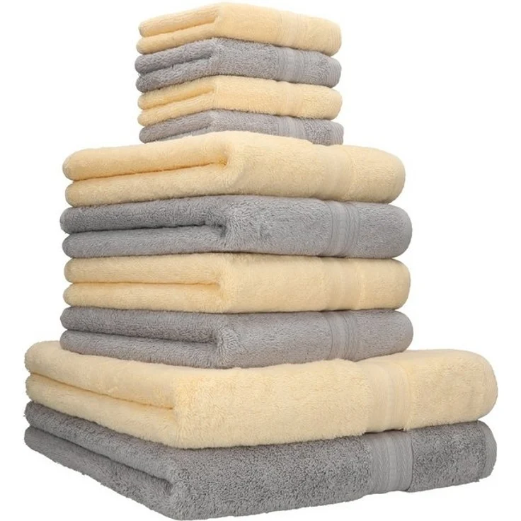 Betz Handtuch Set 10 TLG. Handtuch Set GOLD Farbe beige & Silbergrau, 100% Baumwolle (Set, 10-St), 2 Duschtücher 4 Handtücher 4 Seiftücher – Bild 4