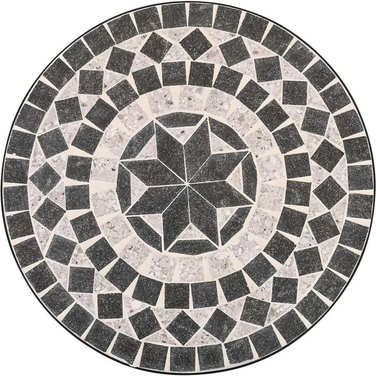 Raburg Gartentisch Mosaiktisch, Balkon- und Terrassentisch, 60 cm Ø, 72 cm hoch, Mayla (rund), liebevolle Handarbeit, Mosaikmuster, schwarzes Metallgestell – Bild 2