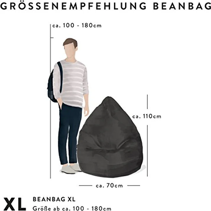Sitting Point Sitzsack Fluffy Hearts XL ca. 220 Liter Salbei – Bild 7