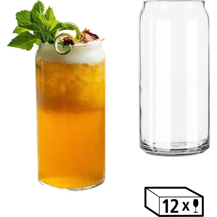 LIBBEY Gläser-Set Libbey Trinkglas, 12er Set -GLASS CANS-, 12-tlg, Glas, 591 ml, hochwertig verarbeitet, im modernen Design