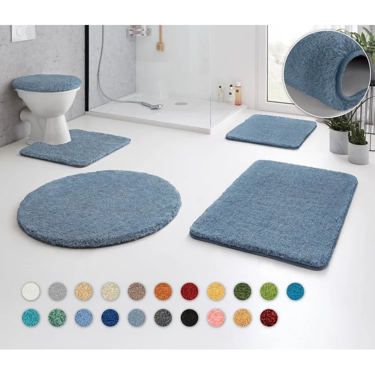 Kleine Wolke Badematte RELAX, Höhe 30 mm, rutschhemmend beschichtet, fußbodenheizungsgeeignet, Polyacryl, quadratisch, WC Vorleger mit Ausschnitt, Badteppich, Uni Farben, rechteckig, rund & als Set erhältlich – Bild 5