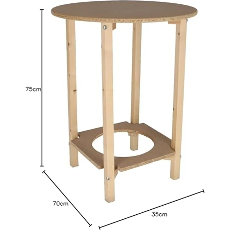 Mueblear 21000 gazte Tisch rund Holz ohne Nagellack, Holz, Sans Vernis, 70x75cm – Bild 3