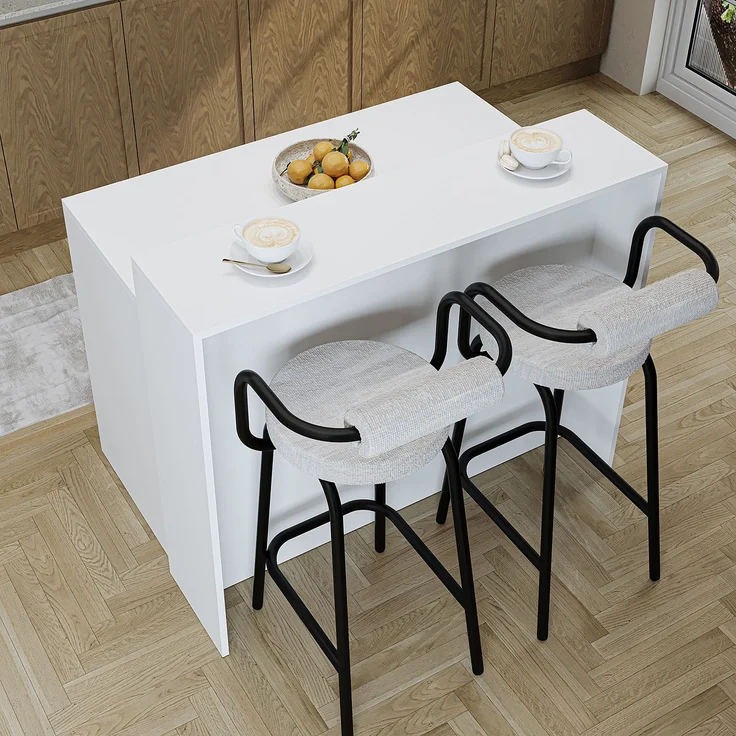 Roomart Kücheninsel CORTADO – Bartisch & Küchentisch mit Stauraum – 120×100×80 cm – Modernes Design • Weiß – Bild 5
