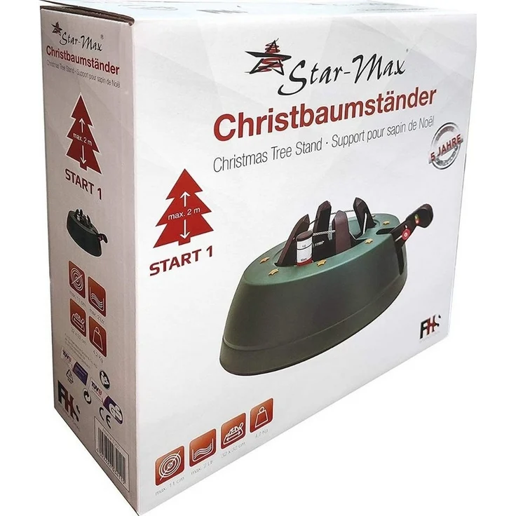 Star-Max Christbaumständer by F-H-S, Start 1, Modell 2019, für Baumhöhe 2,0m, Weihnachtsbaumständer mit Fuhebelfunktion und Einseiltechnik, grün – Bild 2