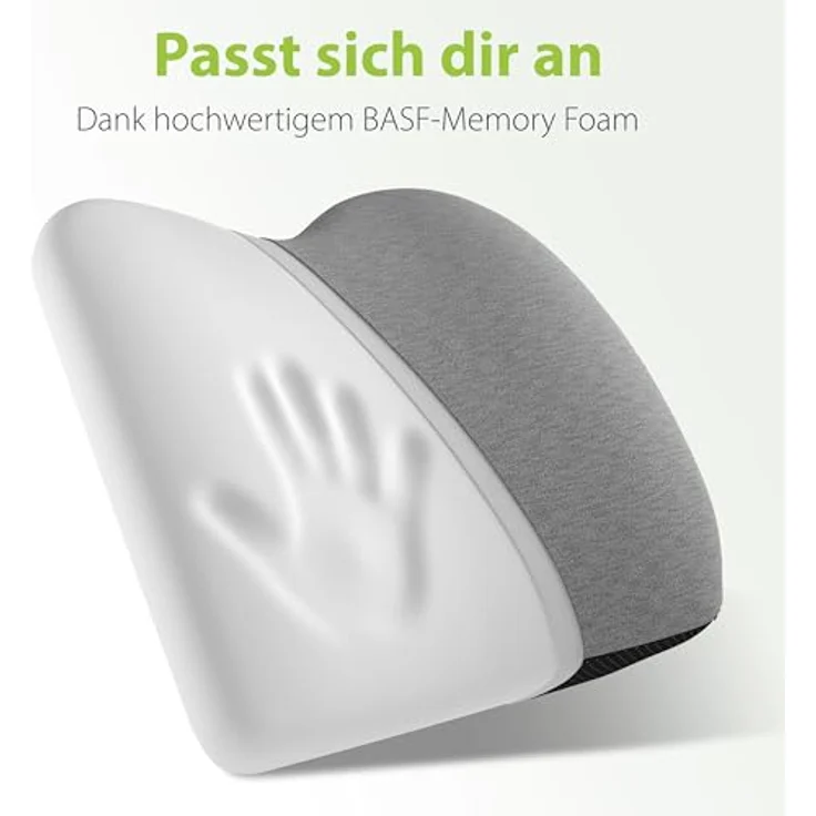 feela.® Ergonomisches Rückenkissen für Auto- und Bürostühle, Gedächtnisschaum-Rückstützkissen mit verstellbarer Passform, Dunkelgrau – Bild 3