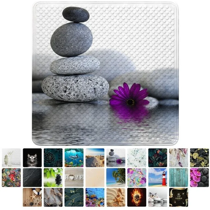 Sanilo Duschmatte, mit Motiv, rutschfest, waschbar, quadratisch, 230 extra starke Saugnäpfe, Kunststoff PVC, 53 x 53 cm, Energy Stones – Bild 4