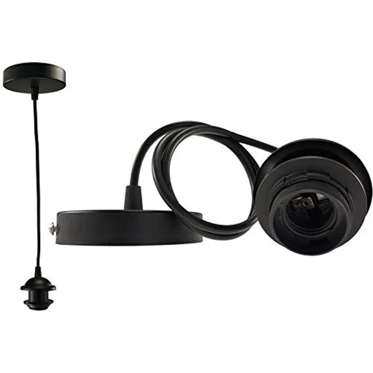 Hängeleuchte mit E27 Fassung, 80cm Kabel Ø 40mm für Lampenschirme, schwarz