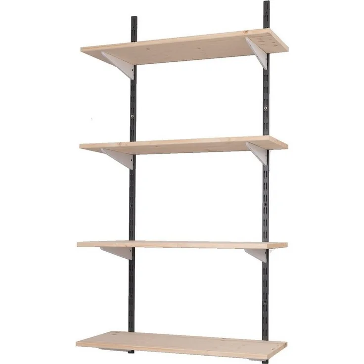 BOOMET Wandregal Regal Bausatz schwarz/weiß, 80 9-tlg, Wandboard Bücherregal Hängeregal Leimholz Holzboden