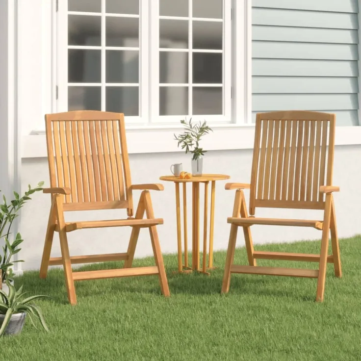 vidaXL Gartenstühle 2 Stk. Verstellbar Massivholz Teak 362666