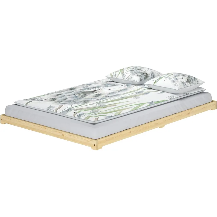 Futonbett bodenbett extra niedriges Studentenbett 140x200 Kiefer lackiert Zubehör wählbar V-60. 47K-14