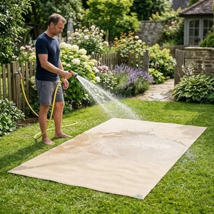 Outdoor Krabbelmatte SanoSoft "made in Germany" - Öko-Tex 100-160x160 cm Sand/Beige – Bild 4