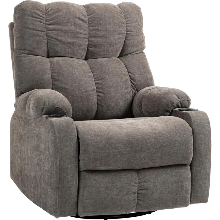 HOMCOM Relaxsessel Schaukelstuhl mit verstellbarer Beinauflage, Seitentasche (TV-Sessel, 1-St, Ruhesessel), für Wohnzimmer, Braun – Bild 1