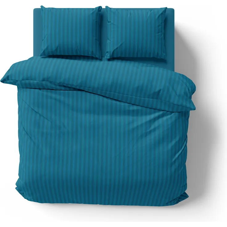 3-tlg Premium Damast Bettwäsche 200x200 + 80x80 cm mit YKK Reißverschluss Garnitur petrol
