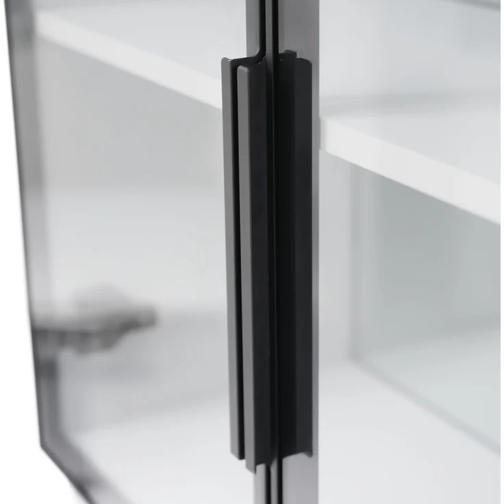ZUBALIYA Vitrinenschrank 2er-Set, 140 x 30 x 170 cm, Glasvitrine mit LED-Beleuchtung und Spiegelrückwand, Vitrinenschrank mit grauen ESG-Glastüren, Hochschrank für Wohnzimmer, Esszimmer, Küche und Büro – Bild 23
