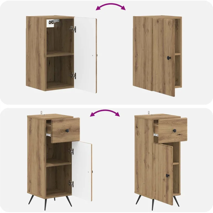 vidaXL 4-teiliges Badezimmer-Schrank-Set BREDA Artisan-Eiche 3417971 – Bild 9