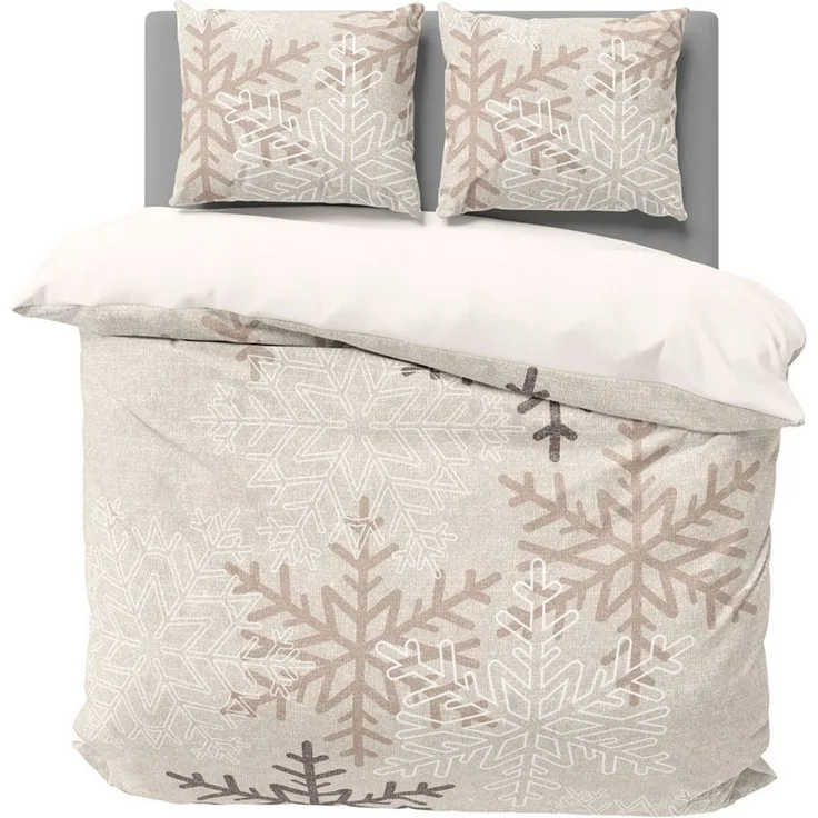One Home Bettwäsche Winter Snowflakes, Flanell, 3 teilig, Kristalle und Schneeflocken, kuschelig warme weiche Baumwolle Biber