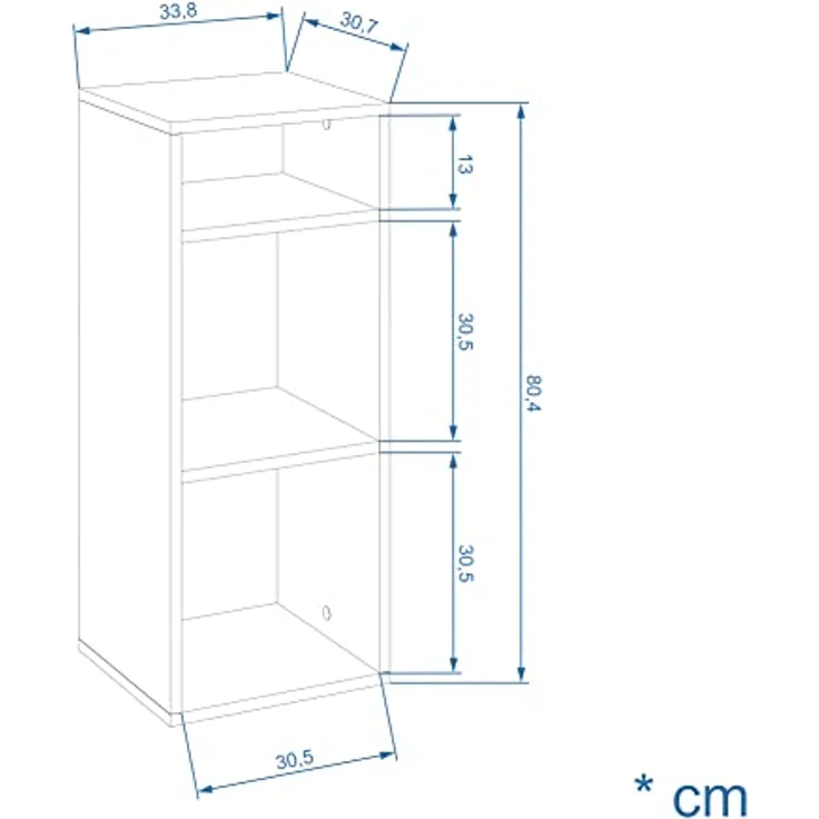 KOMTO Bücherregal RIM2 Regal Klein Standregal Würfelregal Büroregal, Bücherschrank für Kinderzimmer Regal Wohnzimmer 33,8 х 30,7 х 80,4 cm – Bild 4