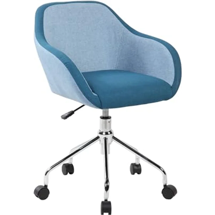 Dmora - Stuhl mit Rädern Mandurah, Task-Bürosessel, ergonomischer Bürositz, 56x58h77/84 cm, Blau – Bild 3