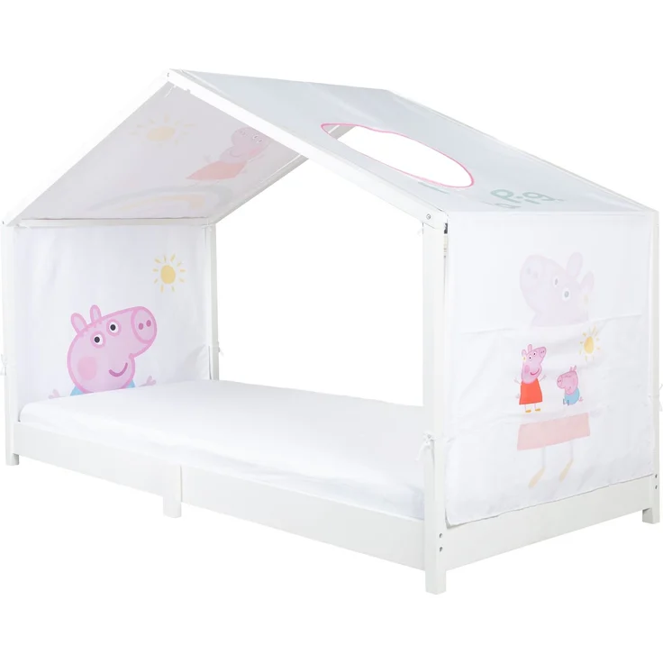 roba Bezug für Montessori Hausbetten 90 x 200 cm im Peppa Pig Design - Passendes Zubehör zum Umbau in Himmelbett - Inkl. 3 Aufbewahrungstaschen & Dachfenster – Bild 3