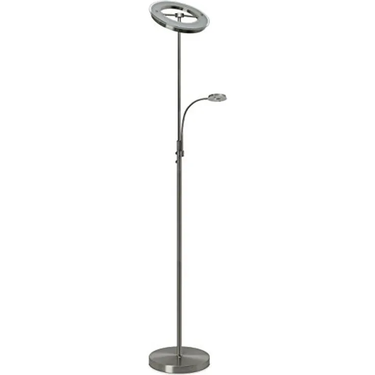 TRANGO LED Stehlampe, Touchdimmer & Stufenlos dimmbar, 1515 LED Stehlampe 2-flammig mit LED Modulen Serie *MOTHER-SON* I 24 Watt stufenlos dimmbar I satiniertes Glas Lampenschirm I Höhe ca. 1800mm schwenkbar & drehbar, modern & chic Stehleuchte