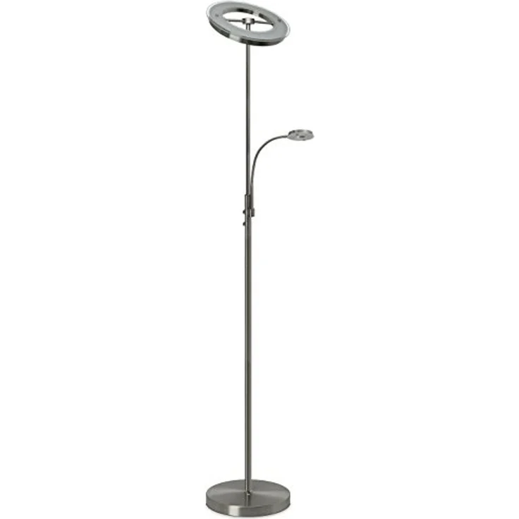 TRANGO LED Stehlampe, Touchdimmer & Stufenlos dimmbar, 1515 LED Stehlampe 2-flammig mit LED Modulen Serie *MOTHER-SON* I 24 Watt stufenlos dimmbar I satiniertes Glas Lampenschirm I Höhe ca. 1800mm schwenkbar & drehbar, modern & chic Stehleuchte – Bild 1