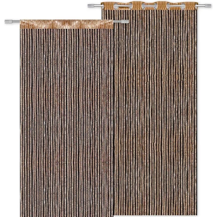 Arsvita Fadenvorhang Metallik-Optik mit Stangendurchzug, Türvorhang 140x250cm (Gold) – Bild 3