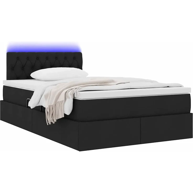 vidaXL LED-Speicherbett mit Matratze Schwarz 120 x 200 cm Stoff 3371201 – Bild 3