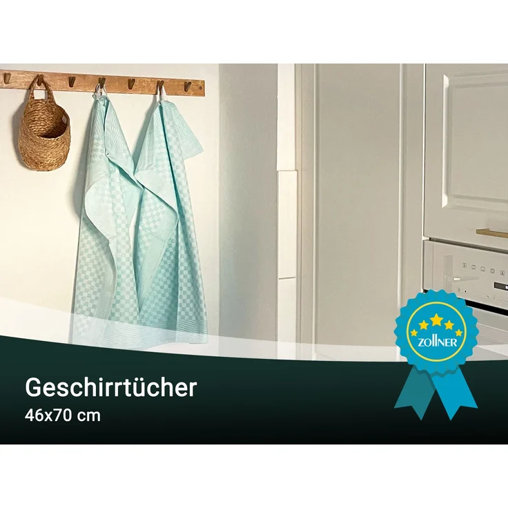 ZOLLNER 5er Set Geschirrtücher, 100% Baumwolle, 46x70 cm, saugstark, mint kariert – Bild 6