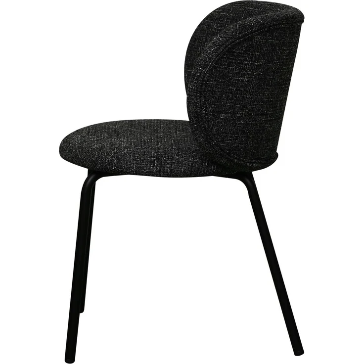 Esszimmerstuhl Annam 2er-Set aus Boucle-Stoff - mit Metallgestell, Schwarz – Bild 8