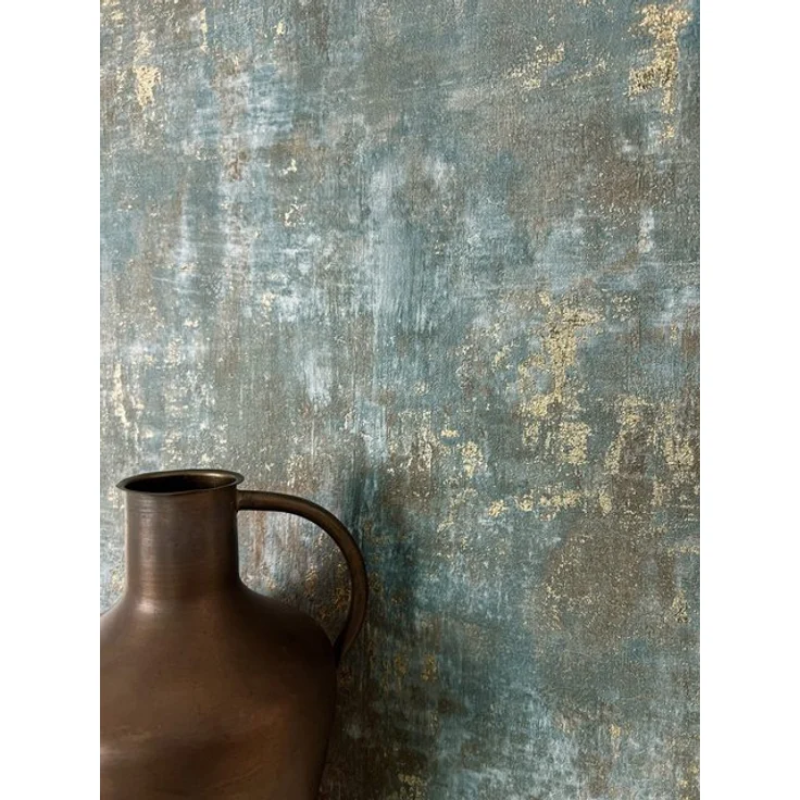 Newroom Vliestapete, Blau Tapete Modern Putz - Betonoptik Betonwand Braun Gold Industrial Bauhaus Beton Metallic für Schlafzimmer Wohnzimmer Küche – Bild 4