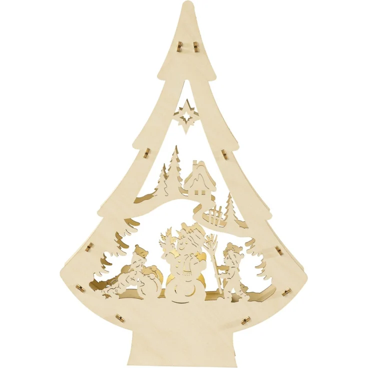 LED-Lichterbaum Deko Holz Schneemann 30 cm warmweiß