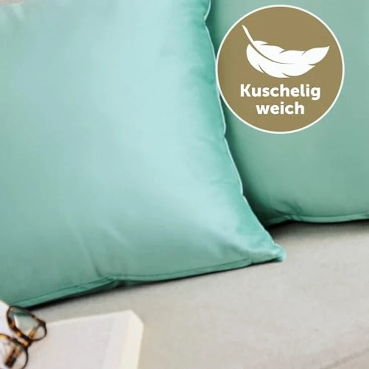 Blumtal Kissenbezug 2er Set - dekorativer Samt Kissenbezug mit verstecktem Reißverschluss, Kissenhülle für Zierkissen, waschbar – Bild 4