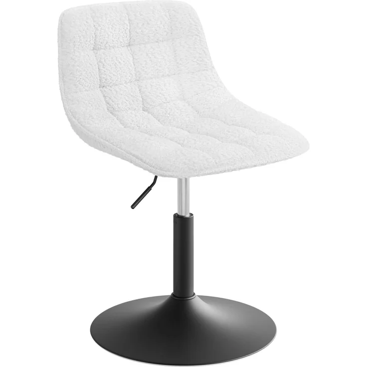 WOLTU Schminkhocker höhenverstellbarer Hocker mit Rückenlehne, Sitzhocker Mehrzweck Arbeitshocker Bürohocker Esszimmerstuhl, 360° drehbar, aus bequemer Chenille, Metall, Weiß, BH408ws-1