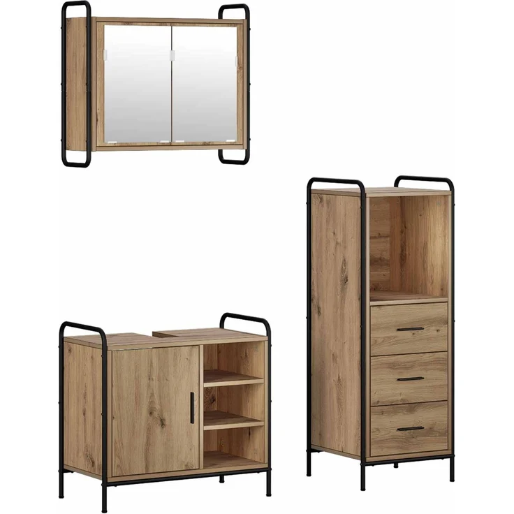 vidaXL Badezimmerschrank-Set 3 stk. Artisan-Eiche 40 x 36 x 109,5 cm 3444536 – Bild 2