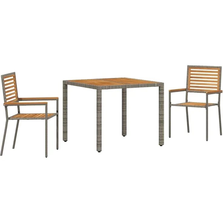 vidaXL Garten Essgruppe 3 pcs Grau und Braun Poly-Rattan 3365435