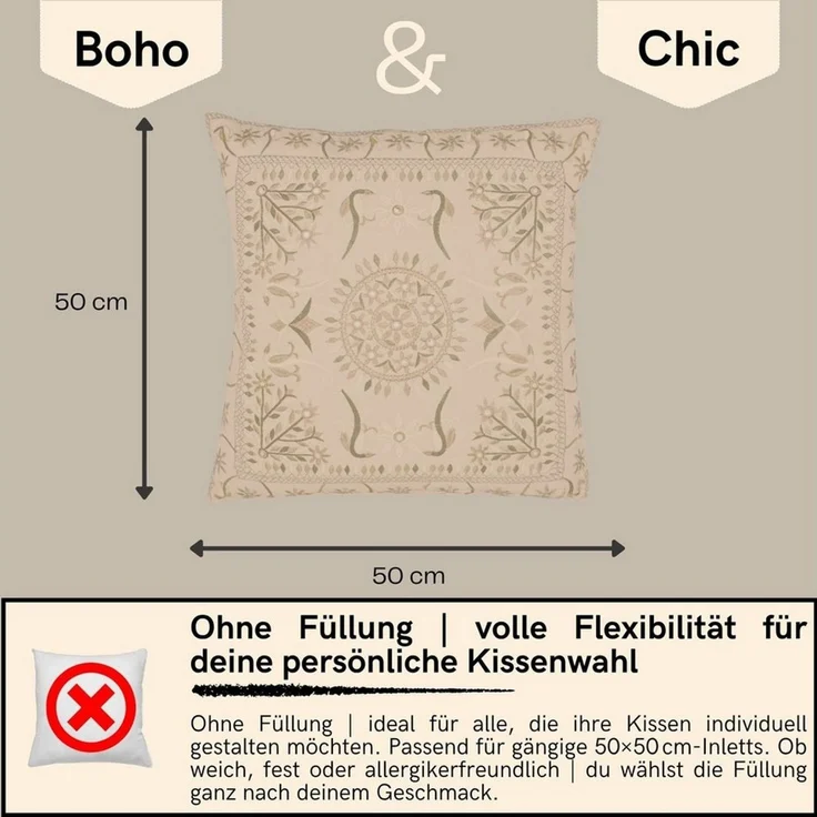 Marrakesch Orient & Mediterran Interior Zierkissen 2er Set Boho Kissenbezug Lodge orientalisch aus Baumwolle, Grün 50 cm, (2 St) – Bild 3