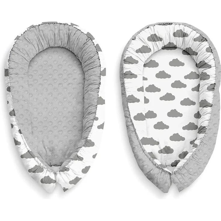 Multifunktionale Kuschelnest Babynest Kokon für Babys und Säuglinge, Nestchen, Reisebett, 100 Prozent Baumwolle, antiallergisch schön gepolstert mit Namen und Datum bestickt, ideal als Geschenk – Bild 3