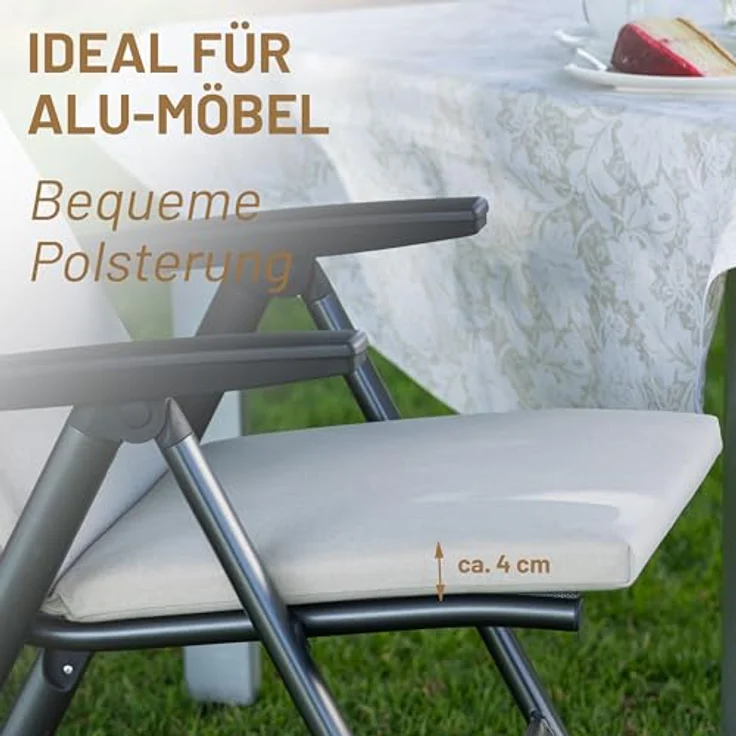 Herlag Liegenauflage Sunny, Auflage für Gartenliege 200 x 60 x 4 cm Wetterfest Bezug Waschbar Oliv – Bild 8