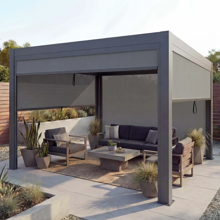 Mendler 'HWC-L46' Pergola, Regenrinne sturmfest, Aluminium anthrazit, 3x4 m – Bild 1