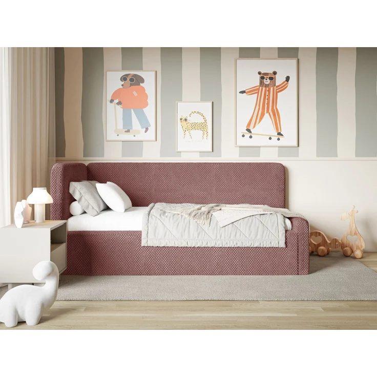Selsey Fanko –Jugendbett 90x200 cm mit Kopfteil links, Plüsch, Rosa – Bild 2