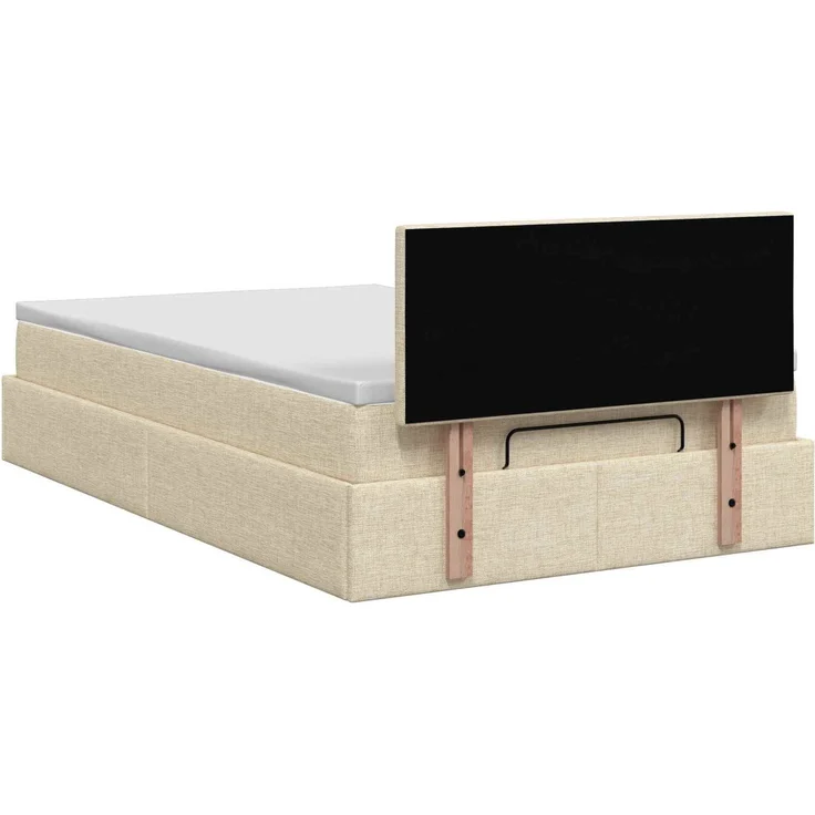 vidaXL Ottoman Bett mit Matratze mit Kopfteil Creme 120 x 200 cm Stoff 3457485 – Bild 9