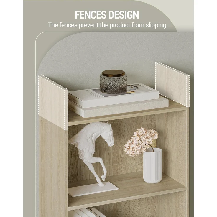 Bücherregal, Regal, Standregal, Büroregal, mit 7 Fächern, offen, für Wohnzimmer, Arbeitszimmer, Büro, als Raumteiler, 24 x 48 x 197,4 cm, Eichenbeige – Bild 7