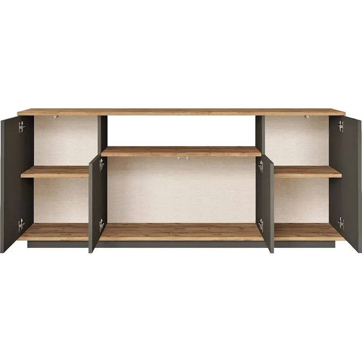 Vente-unique - LOTULA Sideboard Holz, Platte GrauBeige - B 44,5 cm x H 75 cm x L 180 cm – Bild 3