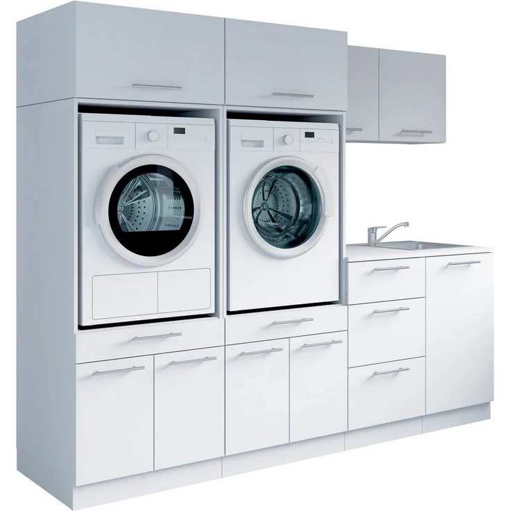 Laundreezy Mehrzweckschrank-Set Laundreezy, 8-tlg. Mehrzweckschrank-Set B/H/T 236/200/68 cm, (8-St), Breite 236 cm, Soft-Close-Funktion, höhenverstellbare Füße – Bild 5