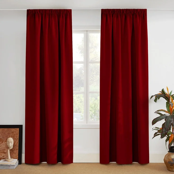 PONY DANCE Vorhang Blickdicht Kräuselband 2er Set H 228 x B 228 cm Extra Breite Gardine für Schienensystem Thermogardinen Hitzeschutz Blackout Curtains Living Room, Rot – Bild 1