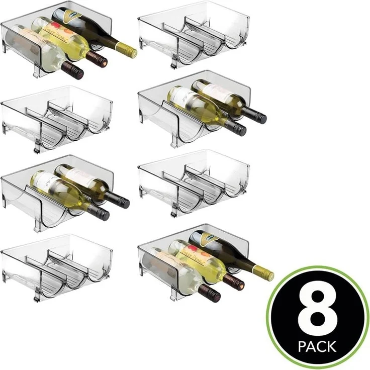 mDesign Weinregal Flaschnregal stapelbarbar 8er Set Kunststoff Grau Transparent – Bild 3